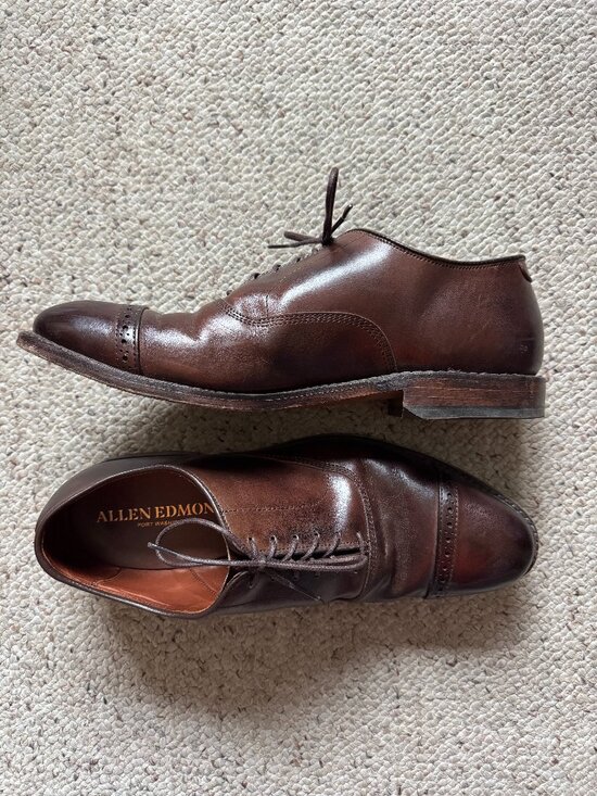 Mens Leather Dress Shoes Allen Edmonds Mahogany Lace Up Sz 9.5 Fifth Ave main image 9